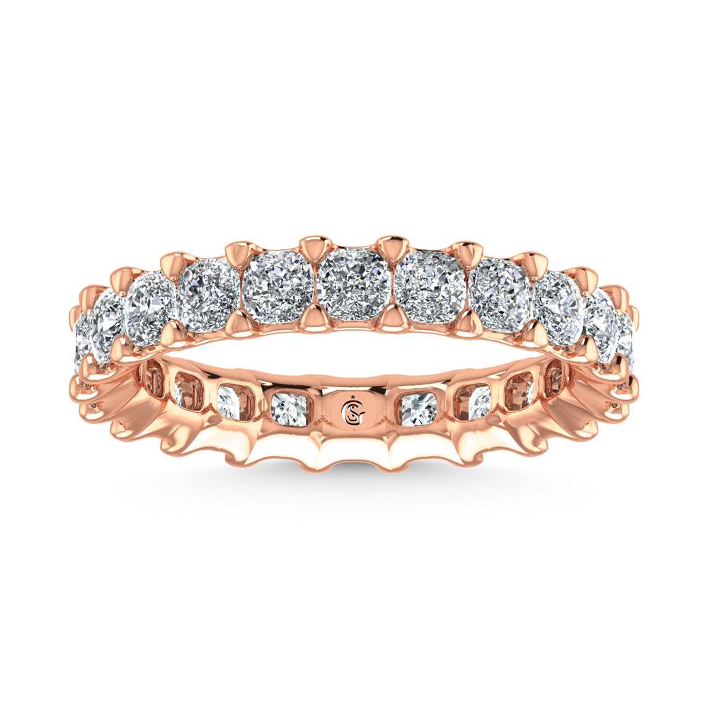 14K Rose Gold 5 3/4 CT Tw. Cushion Shape Lab Grown Diamond Full Eternity Band