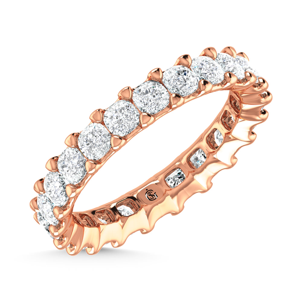 14K Rose Gold 3 1/6 CT Tw. Cushion Shape Lab Grown Diamond Full Eternity Band