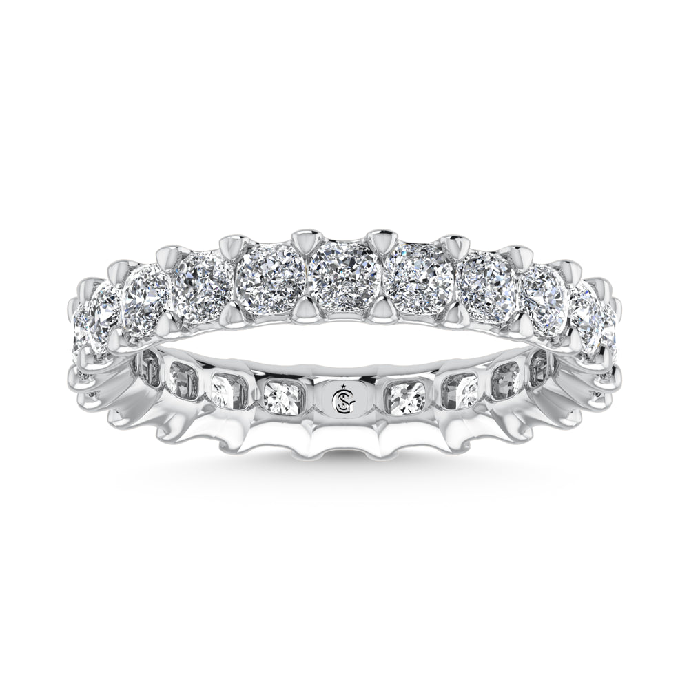 14K White Gold 2 1/5 CT Tw. Cushion Shape Lab Grown Diamond Full Eternity Band