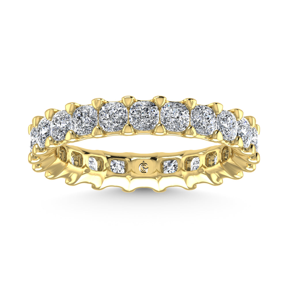 14K Yellow Gold 5 3/4 CT Tw. Cushion Shape Lab Grown Diamond Full Eternity Band