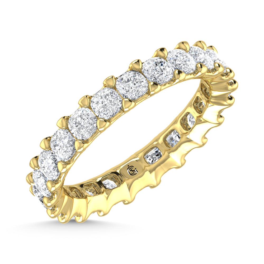 18K Yellow Gold 4 CT Tw. Cushion Shape Lab Grown Diamond Full Eternity Band