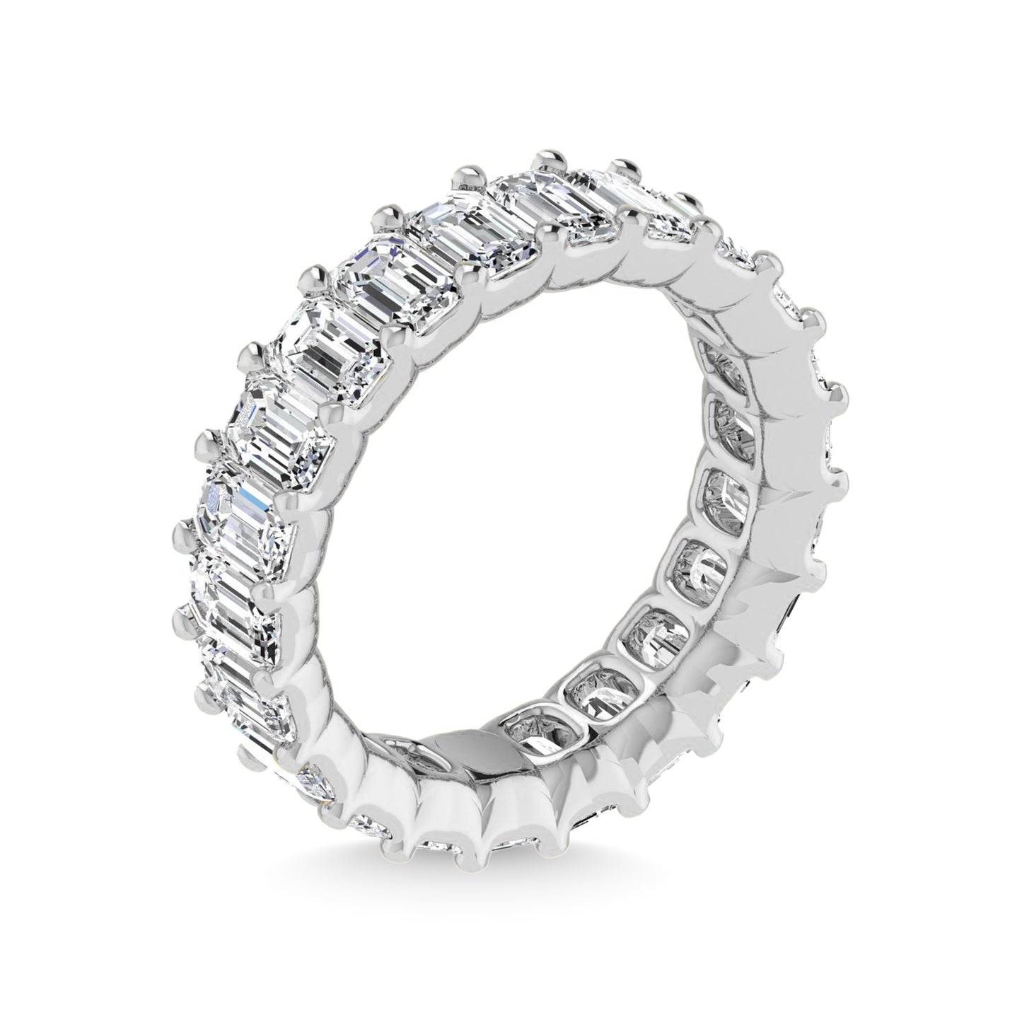 950 Platinum  5 1/2 CT Tw. Emerald Shape Lab Grown Diamond Full Eternity Band