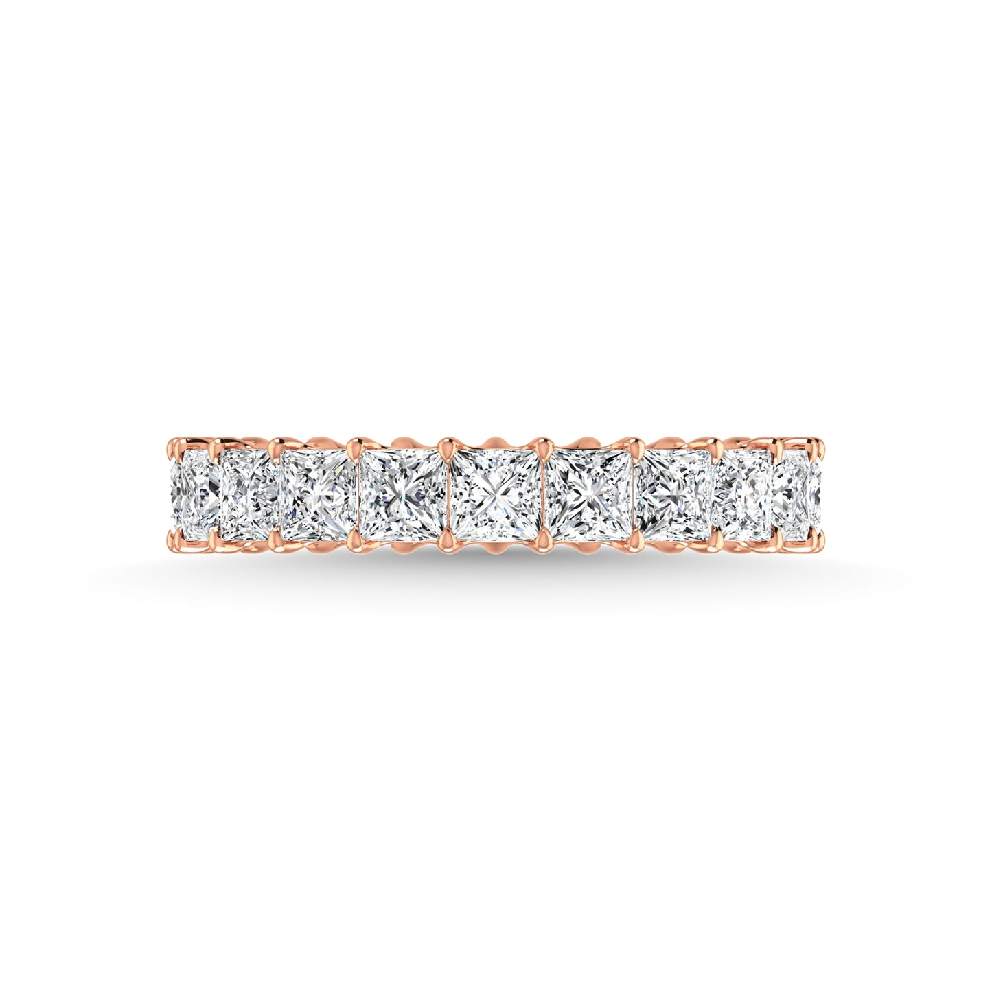 14K Rose Gold 3 1/6 CT Tw. Princess Shape Lab Grown Diamond Full Eternity Band