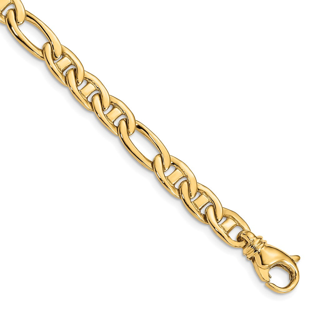 14k 6.5mm Solid Hand-polished 3 & 1 Flat Anchor Link (Per Inch)