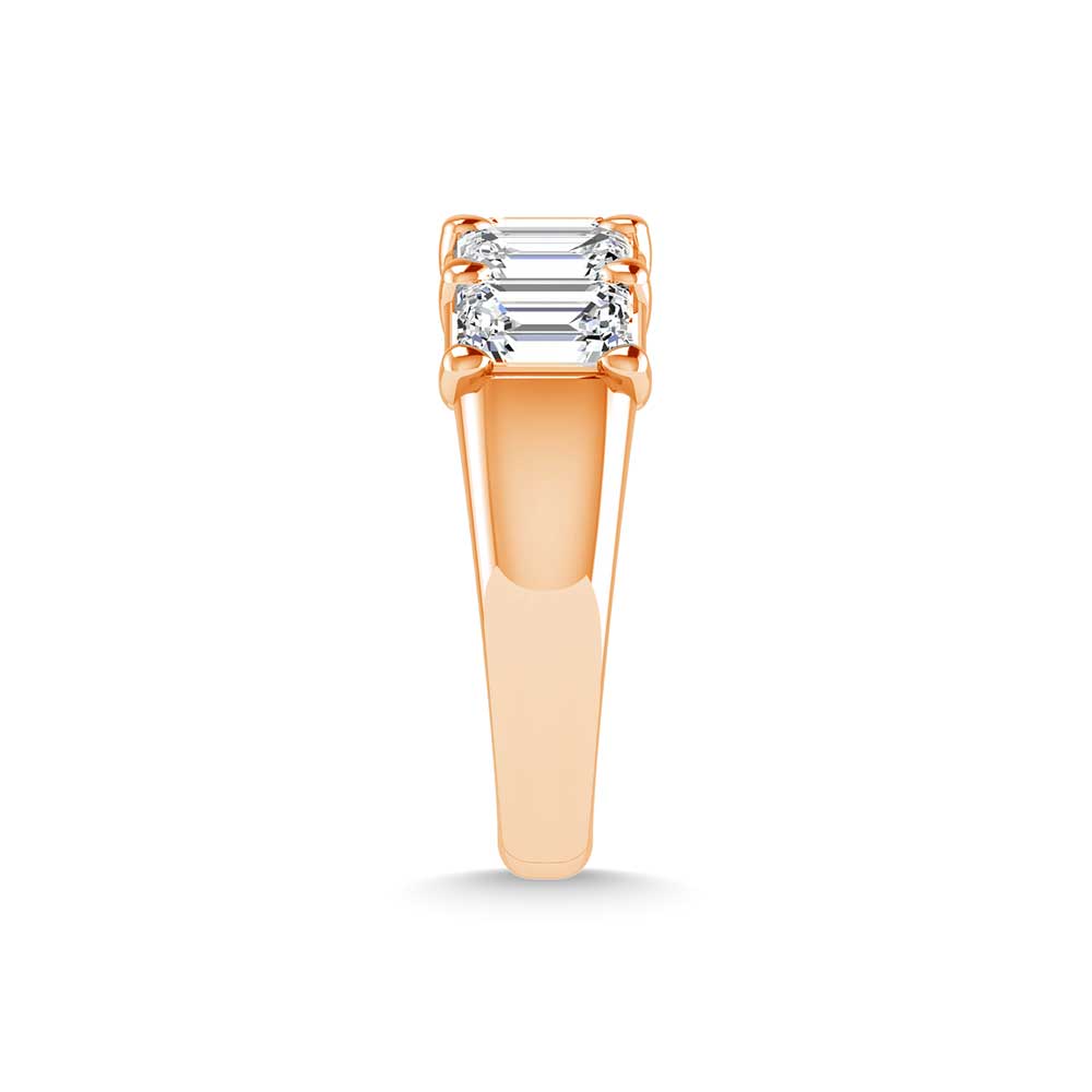 14K Rose Gold 1 5/8 CT Tw. Emerald Shape Lab Grown Diamond Five Stone Anniversary Band