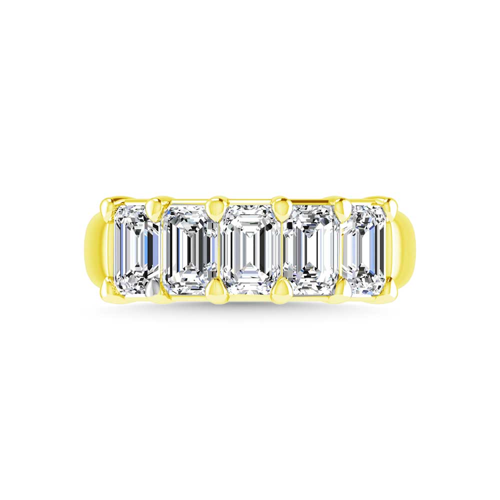 14K Yellow Gold 1 5/8 CT Tw. Emerald Shape Lab Grown Diamond Five Stone Anniversary Band