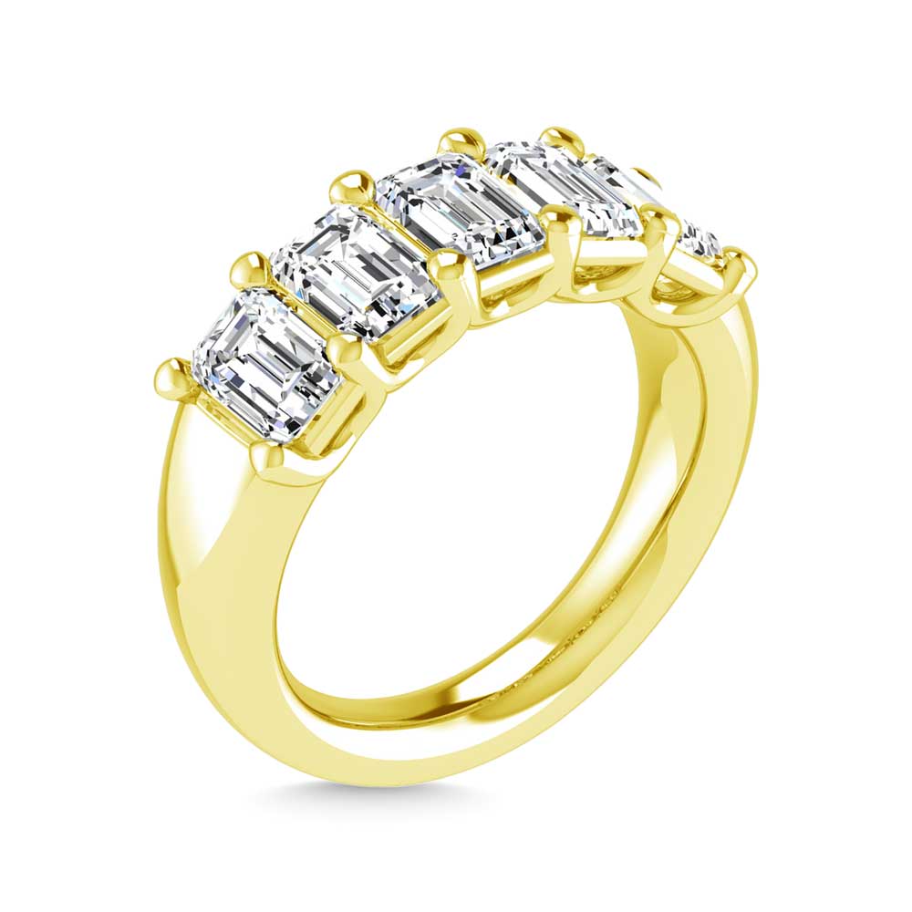 18K Yellow Gold 2 5/8 CT Tw. Emerald Shape Lab Grown Diamond Five Stone Anniversary Band