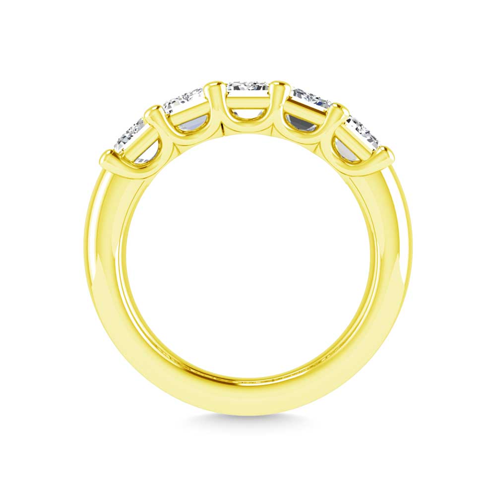 18K Yellow Gold 1 5/8 CT Tw. Emerald Shape Lab Grown Diamond Five Stone Anniversary Band