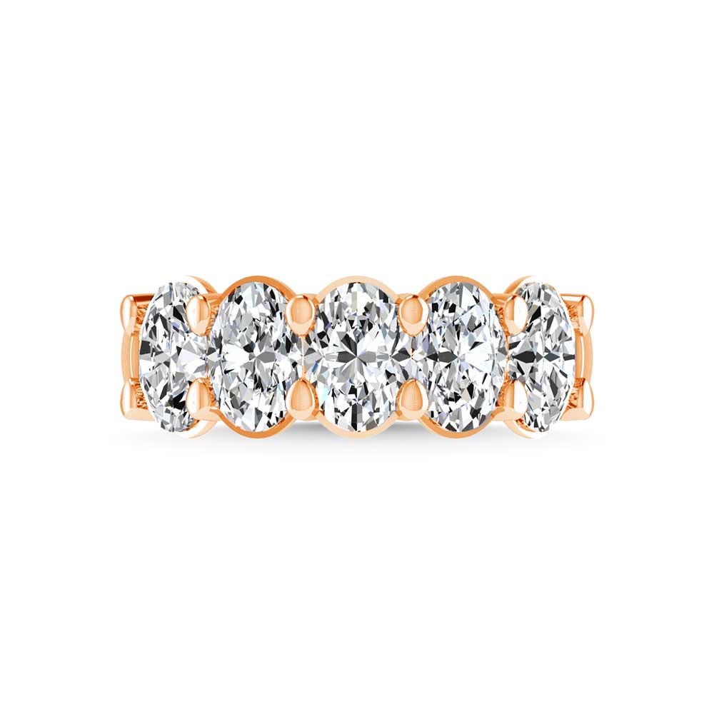 14K Rose Gold 2 5/8 CT Tw. Oval Shape Lab Grown Diamond Five Stone Anniversary Band