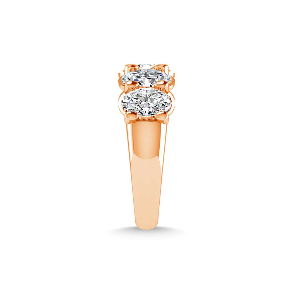 18K Rose Gold 1 CT Tw. Oval Shape Lab Grown Diamond Five Stone Anniversary Band