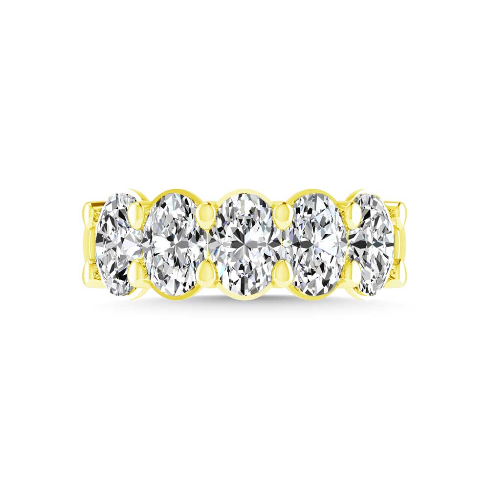 18K Yellow Gold 1 5/8 CT Tw. Oval Shape Lab Grown Diamond Five Stone Anniversary Band