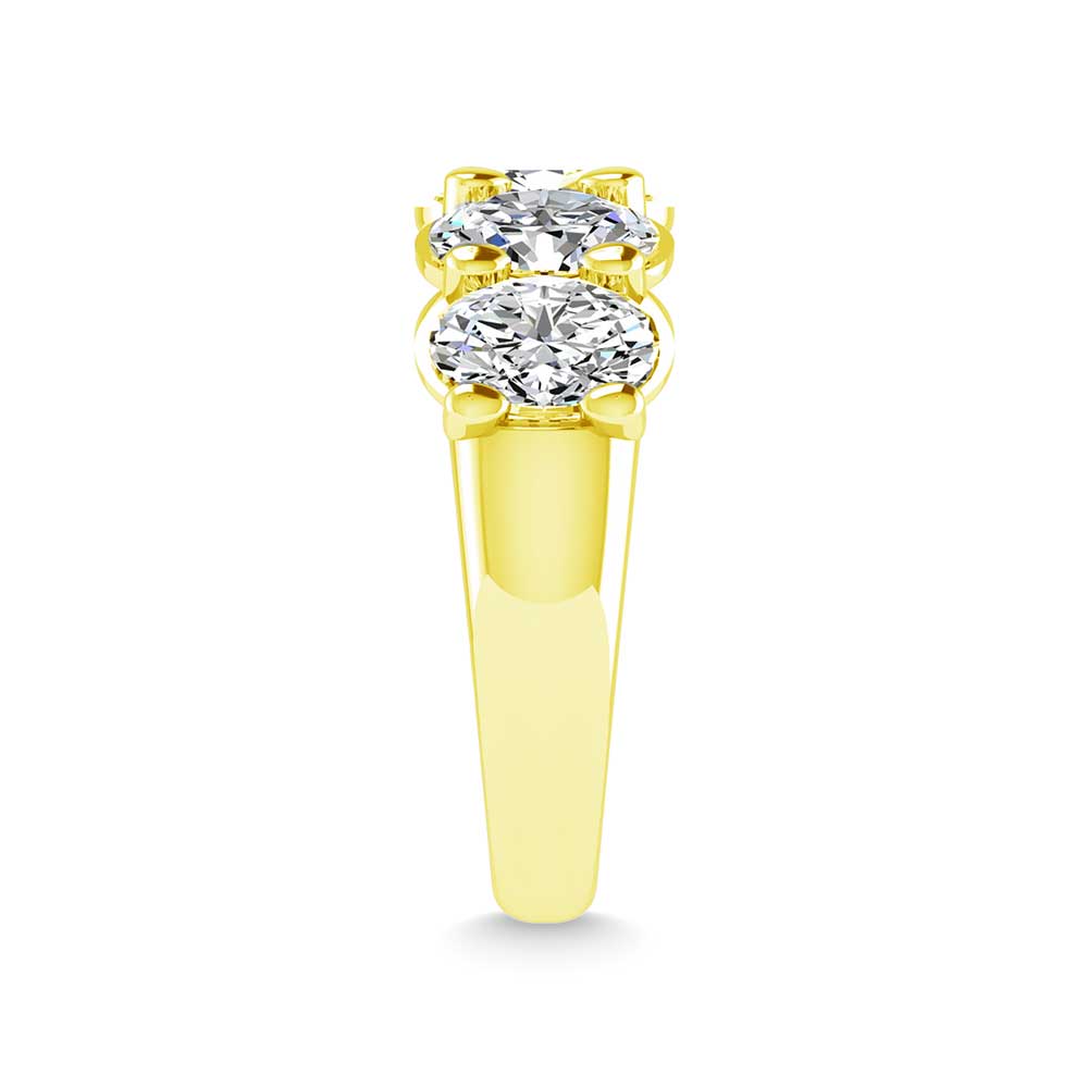 14K Yellow Gold 2 5/8 CT Tw. Oval Shape Lab Grown Diamond Five Stone Anniversary Band