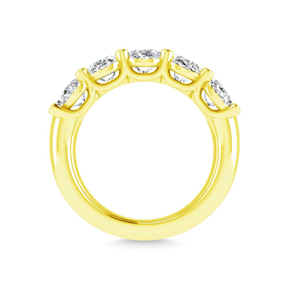 14K Yellow Gold 1 5/8 CT Tw. Oval Shape Lab Grown Diamond Five Stone Anniversary Band