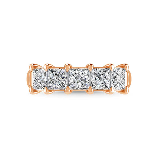 18K Rose Gold 2 5/8 CT Tw. Princess Shape Lab Grown Diamond Five Stone Anniversary Band