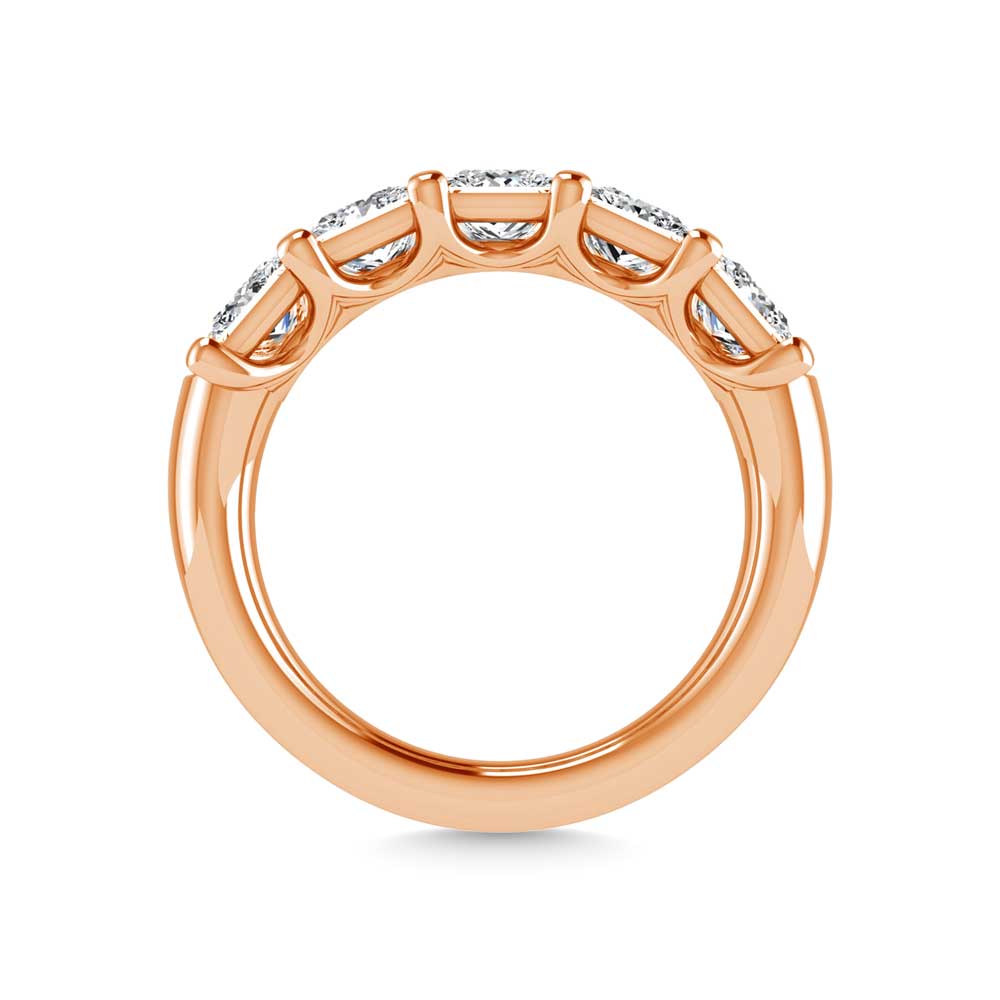 18K Rose Gold 1 CT Tw. Princess Shape Lab Grown Diamond Five Stone Anniversary Band
