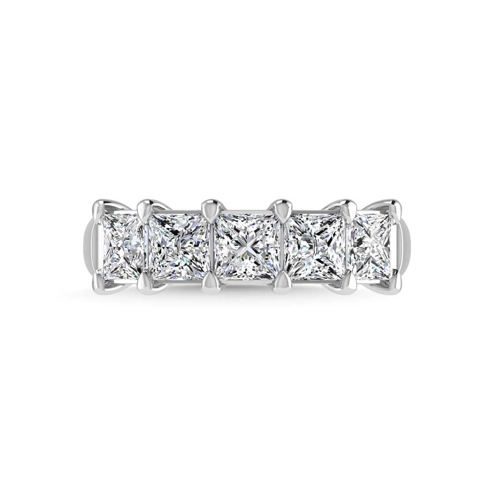 18K White Gold 2 5/8 CT Tw. Princess Shape Lab Grown Diamond Five Stone Anniversary Band