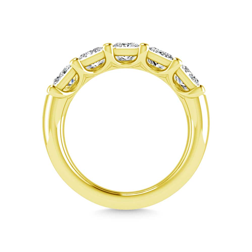 14K Yellow Gold 2 5/8 CT Tw. Princess Shape Lab Grown Diamond Five Stone Anniversary Band