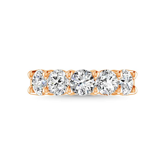 18K Rose Gold 2 5/8 CT Tw. Round Shape Lab Grown Diamond Five Stone Anniversary Band