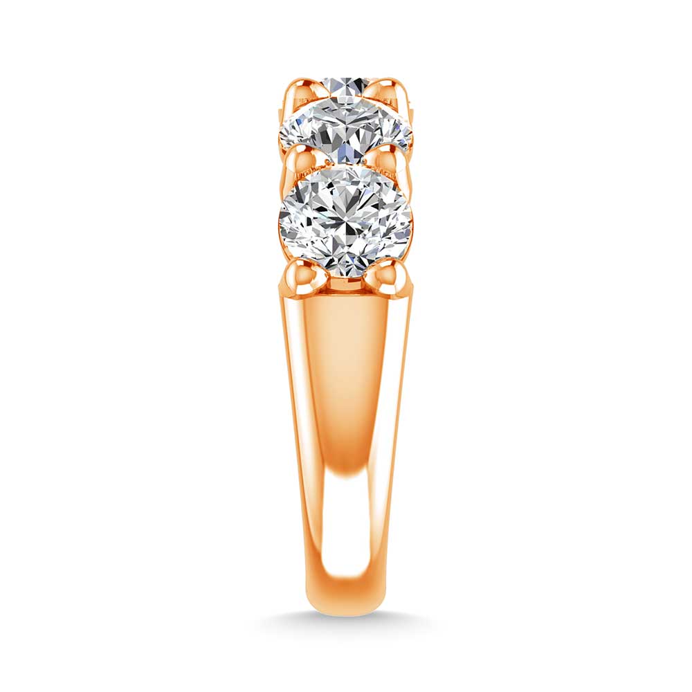 18K Rose Gold 1 5/8 CT Tw. Round Shape Lab Grown Diamond Five Stone Anniversary Band