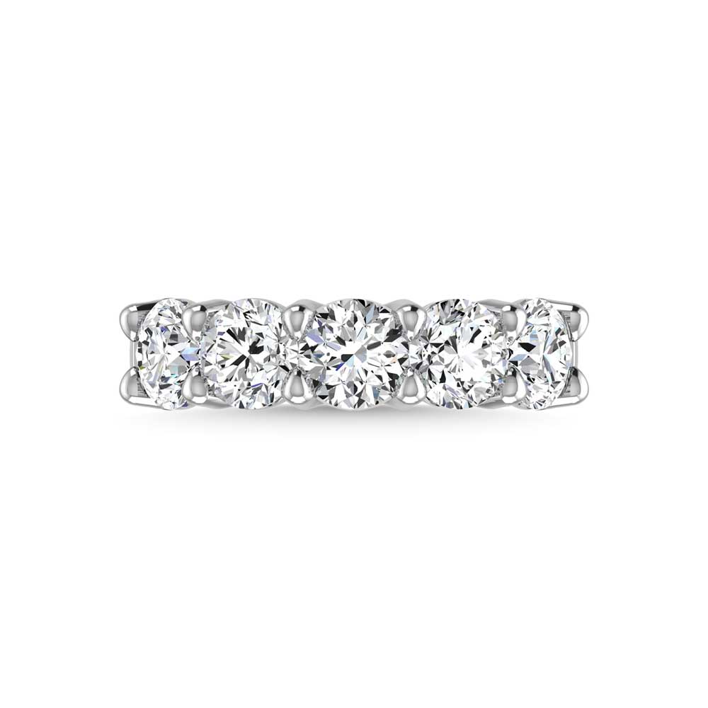 950 Platinum 3/4 CT Tw. Round Shape Lab Grown Diamond Five Stone Anniversary Band