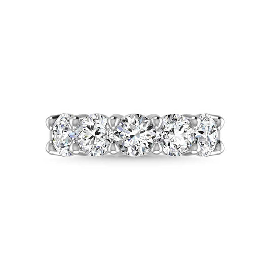 950 Platinum 1 5/8 CT Tw. Round Shape Lab Grown Diamond Five Stone Anniversary Band