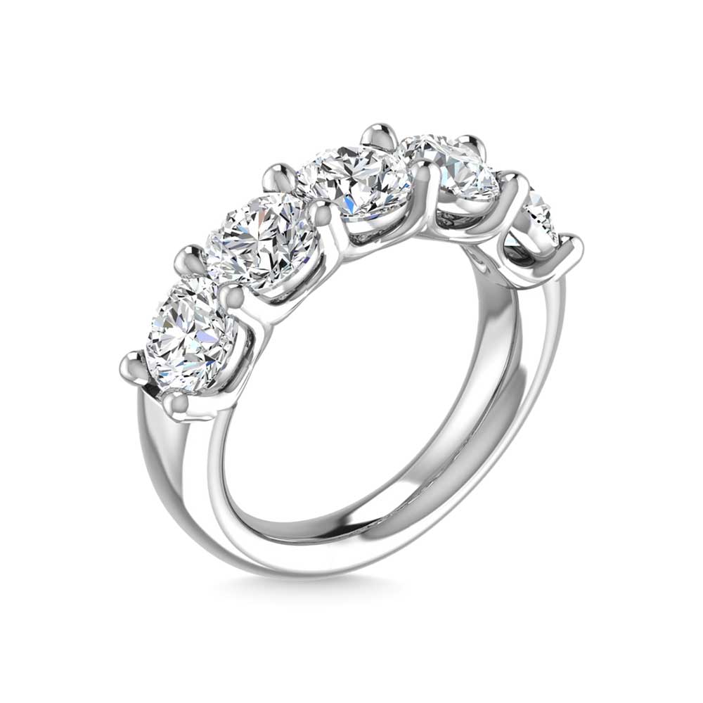 950 Platinum 1 CT Tw. Round Shape Lab Grown Diamond Five Stone Anniversary Band