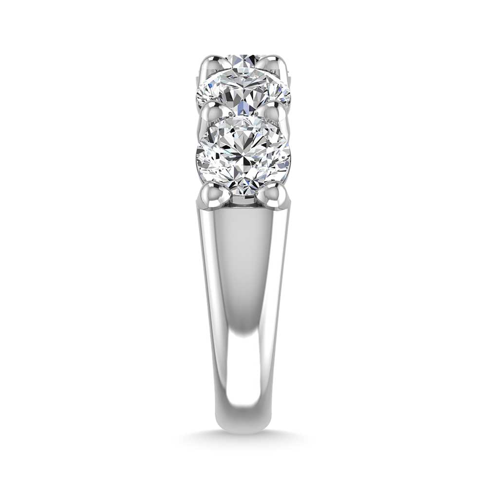 18K White Gold 2 5/8 CT Tw. Round Shape Lab Grown Diamond Five Stone Anniversary Band