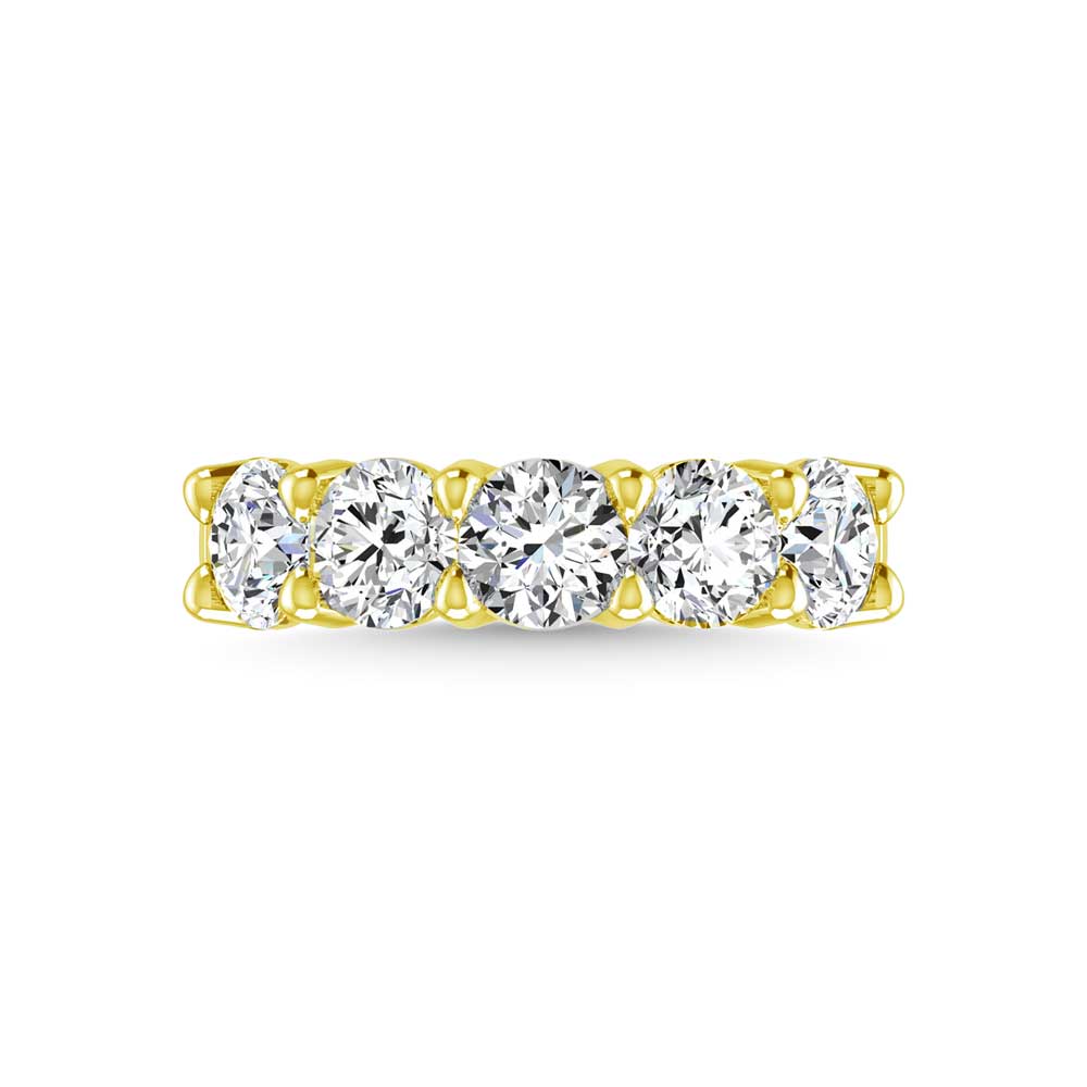 14K Yellow Gold 2 5/8 CT Tw. Round Shape Lab Grown Diamond Five Stone Anniversary Band