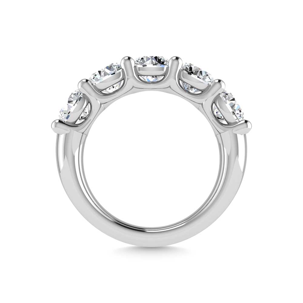 14K White Gold Lab Grown Diamond 2 5/8 Ct.Tw. Round Shape 5 Stone Wedding Band