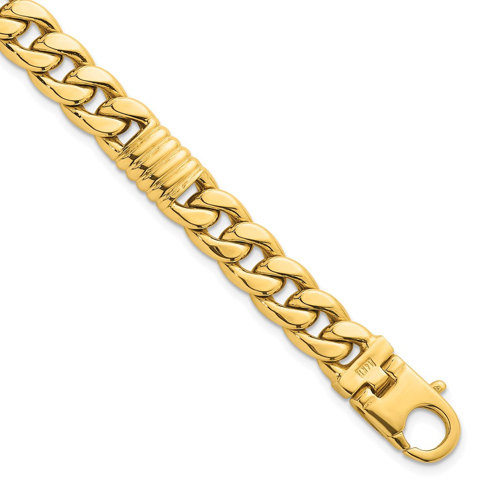 14k Polished Fancy Curb Chain 8.75mm Men's Bracelet