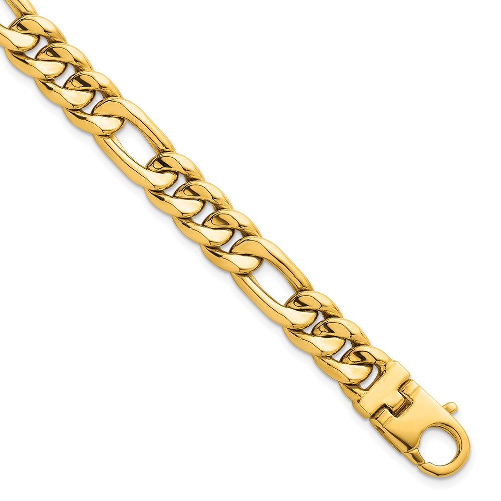 14k Polished Flat Figaro Chain 8.75mm Men's Bracelet