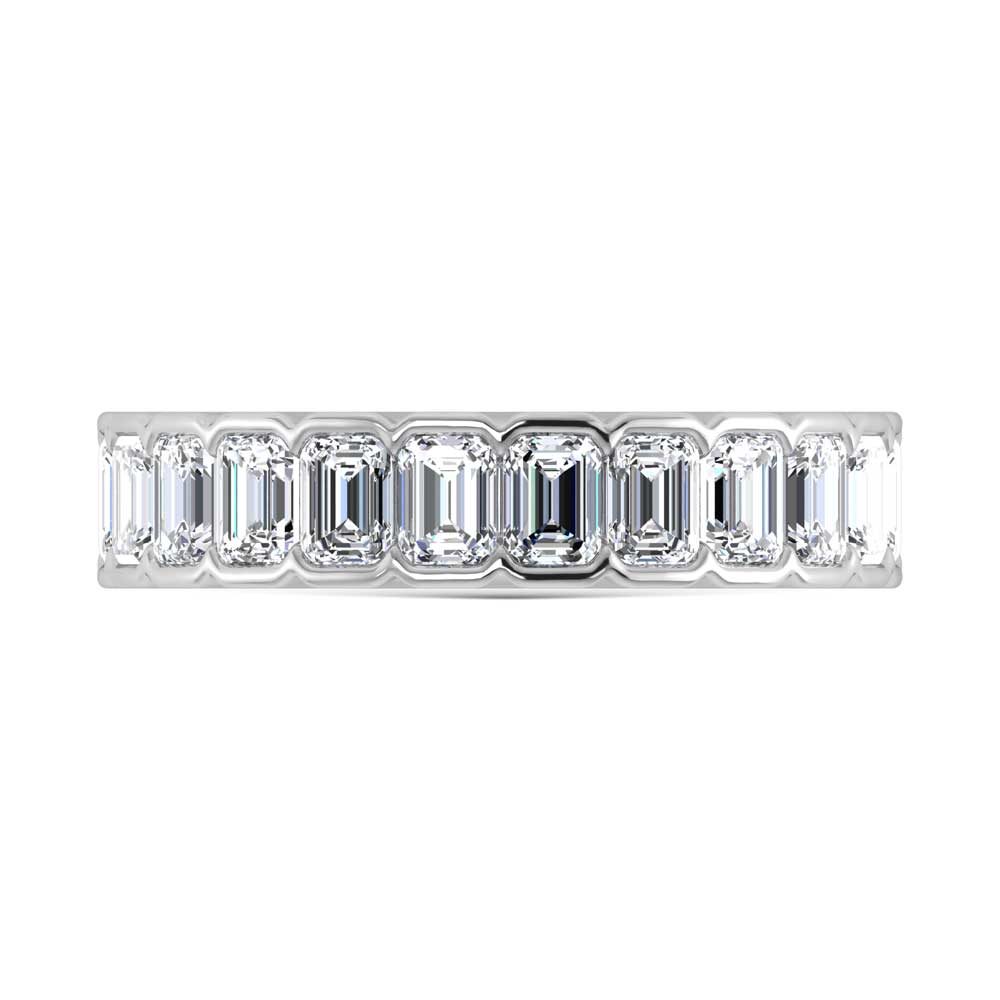 14K White Gold Lab Grown Diamond 1 1/3 Ct.Tw. Emerald Shape Halfway Bezel Wedding Band