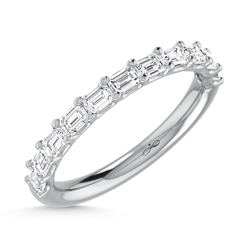 14K White Gold Lab Grown Diamond 1 1/3 Ct.Tw. Halfway East West Emerald Wedding Band