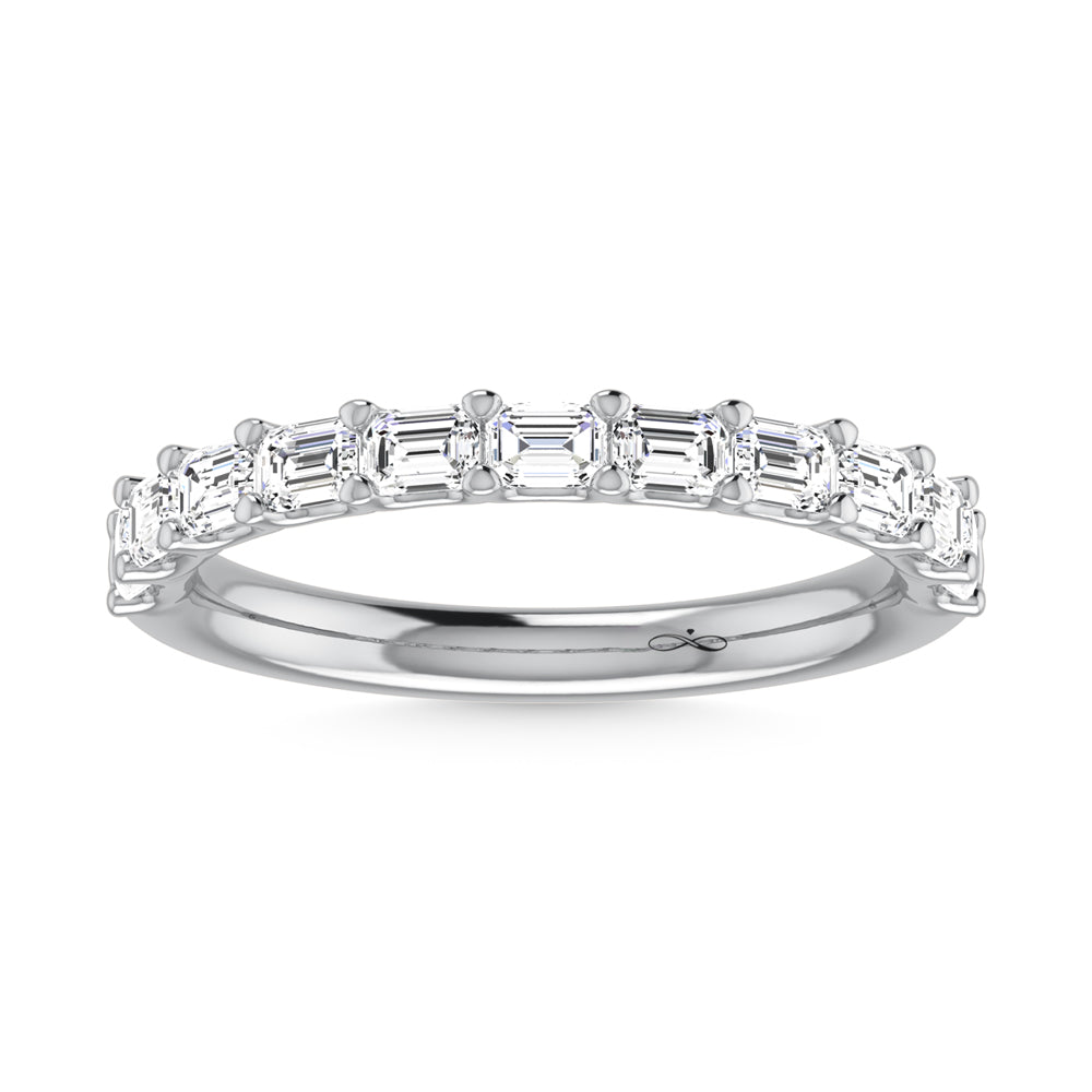 14K White Gold Lab Grown Diamond 1 1/3 Ct.Tw. Halfway East West Emerald Wedding Band