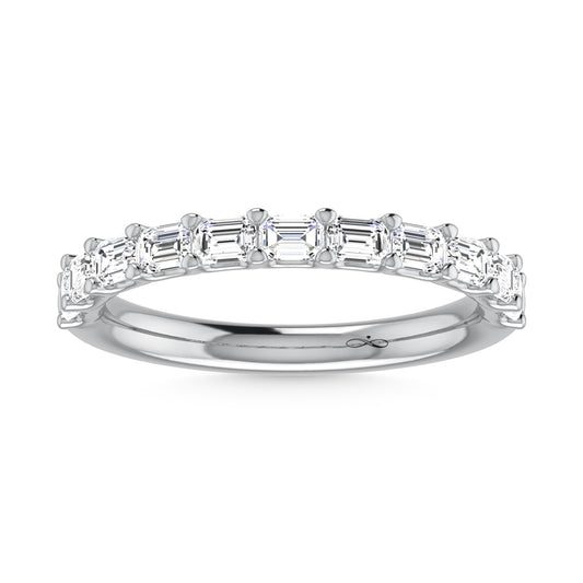 14K White Gold Lab Grown Diamond 1 1/3 Ct.Tw. Halfway East West Emerald Wedding Band
