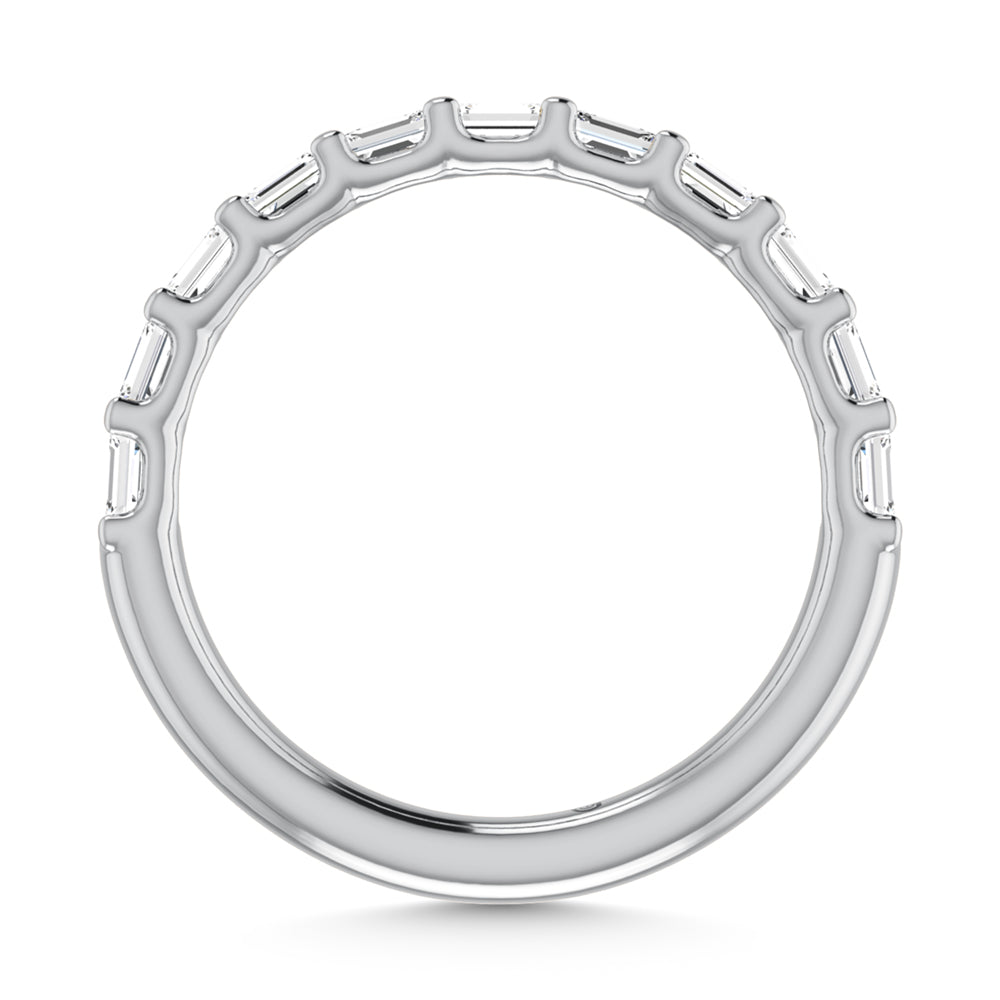 14K White Gold Lab Grown Diamond 1 1/3 Ct.Tw. Halfway East West Emerald Wedding Band