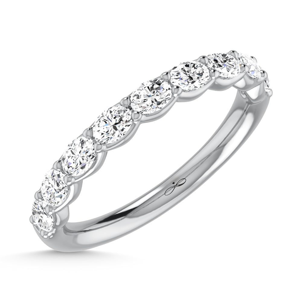14K White Gold Lab Grown Diamond 1 3/8 Ct.Tw. Halfway East West Oval Wedding Band