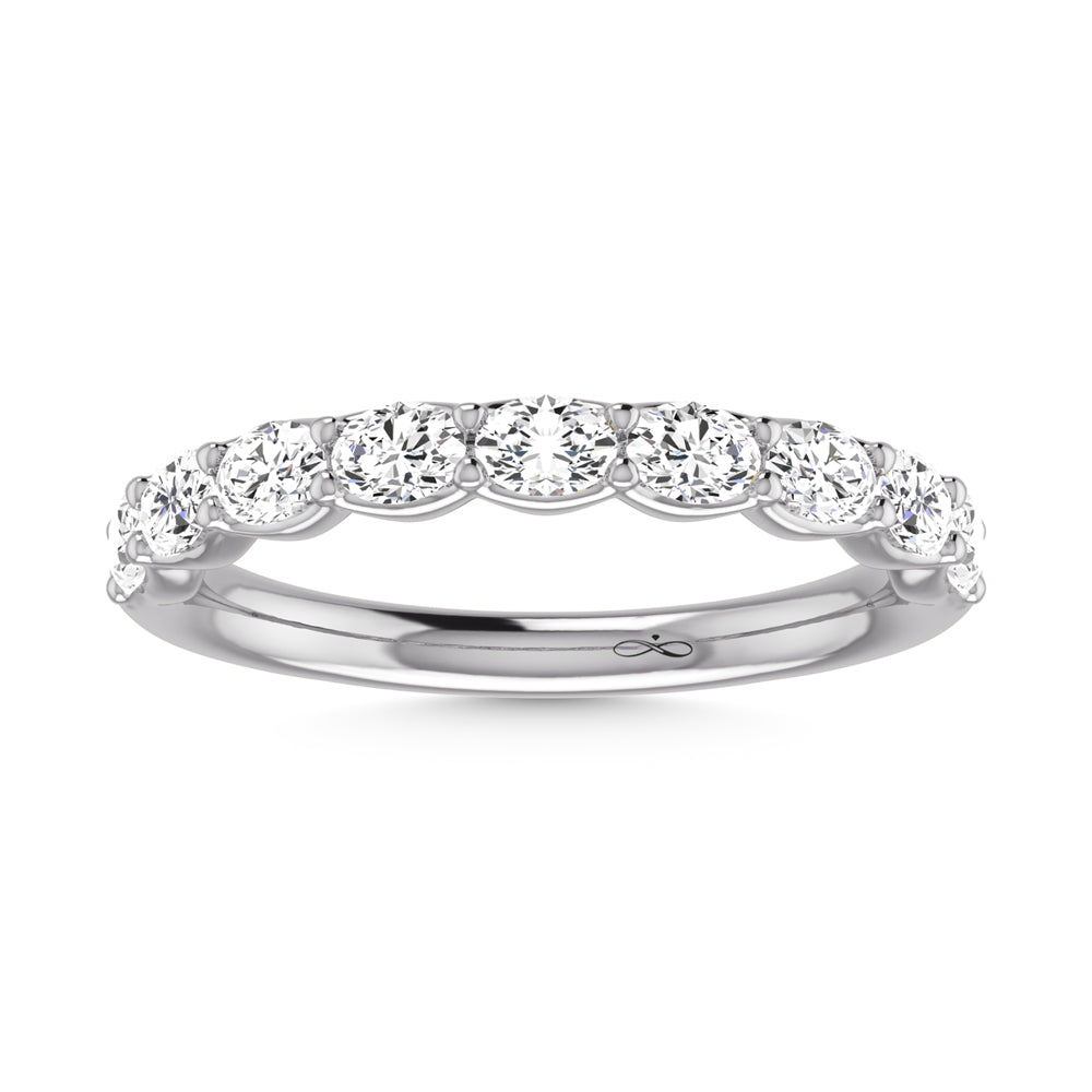 14K White Gold Lab Grown Diamond 1 3/8 Ct.Tw. Halfway East West Oval Wedding Band