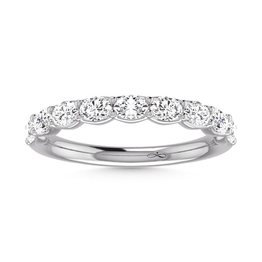 14K White Gold Lab Grown Diamond 1 3/8 Ct.Tw. Halfway East West Oval Wedding Band
