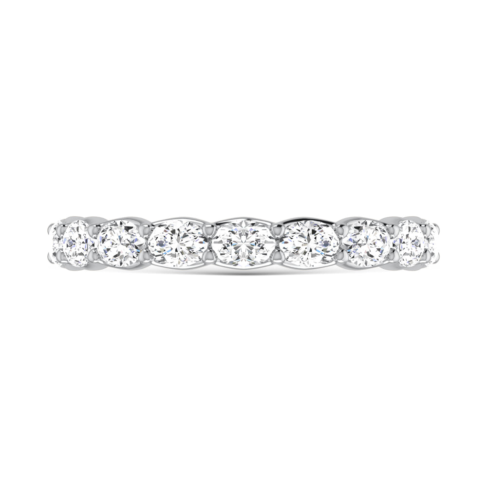 14K White Gold Lab Grown Diamond 1 3/8 Ct.Tw. Halfway East West Oval Wedding Band