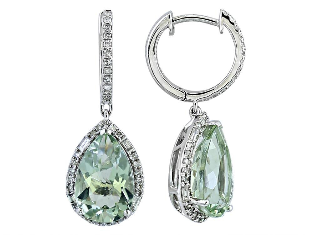 EFFY 14K WHITE GOLD DIAMOND,GREEN AMETHYST EARRINGS