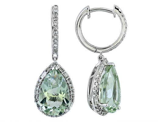 EFFY 14K WHITE GOLD DIAMOND,GREEN AMETHYST EARRINGS