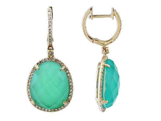 EFFY 14K YELLOW GOLD DIAMOND,GREEN ONYX EARRINGS