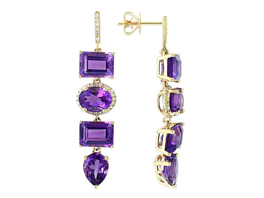 EFFY 14K YELLOW GOLD DIAMOND,AMETHYST EARRINGS