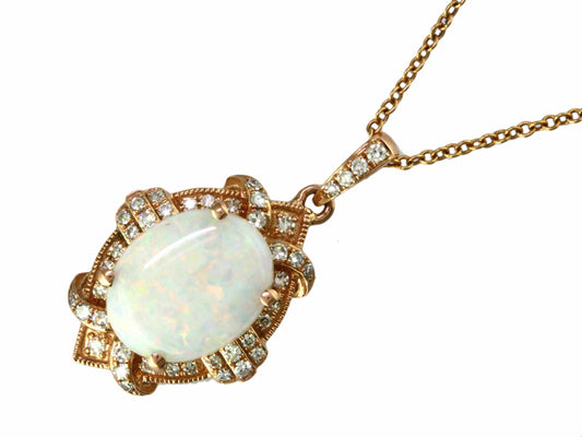 EFFY 14K ROSE GOLD DIAMOND,OPAL PENDANT