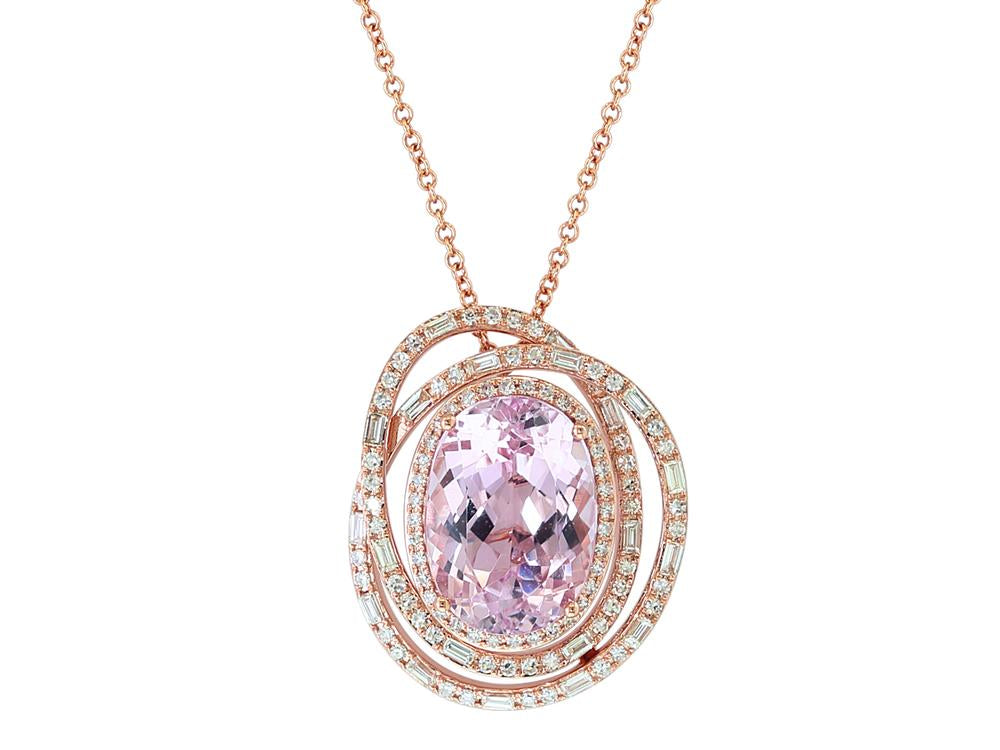 EFFY 14K ROSE GOLD DIAMOND,KUNZITE PENDANT
