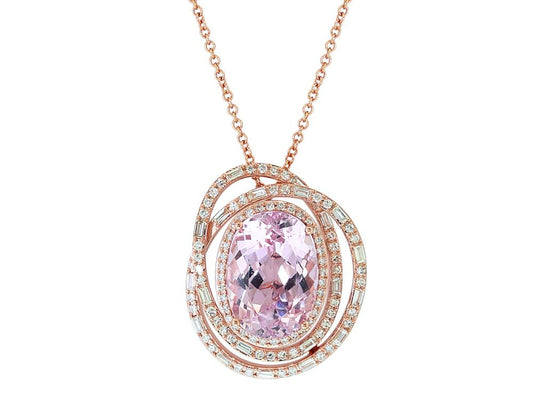 EFFY 14K ROSE GOLD DIAMOND,KUNZITE PENDANT