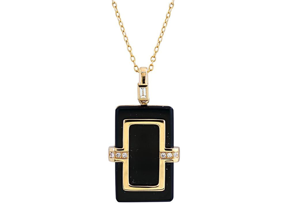EFFY 14K YELLOW GOLD DIAMOND,ONYX PENDANT