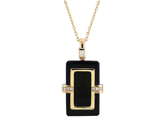 EFFY 14K YELLOW GOLD DIAMOND,ONYX PENDANT