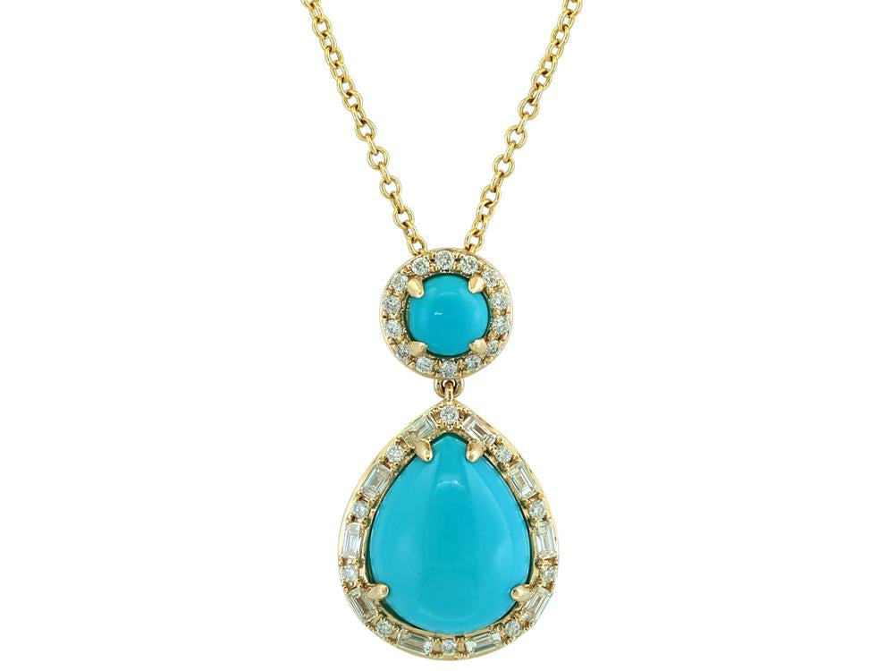 EFFY 14K YELLOW GOLD DIAMOND,TURQUOISE PENDANT